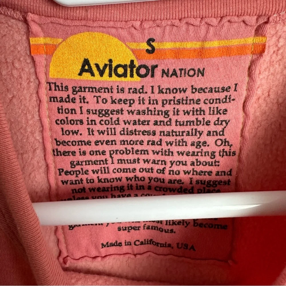 Aviator Nation Bolt Fade Pullover Sweatshirt Women's Size Small Crewneck Pink - Picture 6 of 9